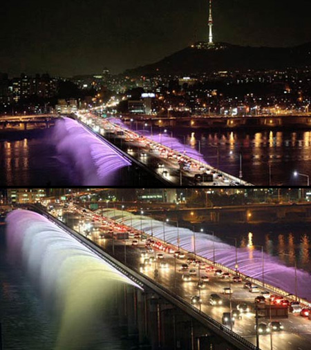 Famous outdoor fountain in South Korea.